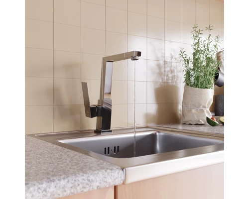 Смеситель для кухни 25k MIXLINE ML20-032 "Quadro" высокий излив боковая ручка (550737)