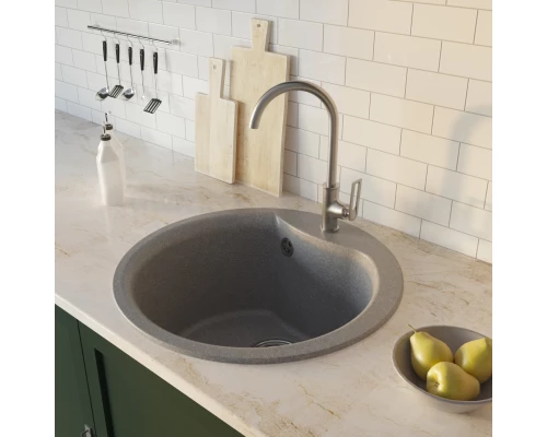 Мойкa MIXLINE ML-GM12 круглая  графит (342) 480мм (глуб. чаши 210) NEW (551839)