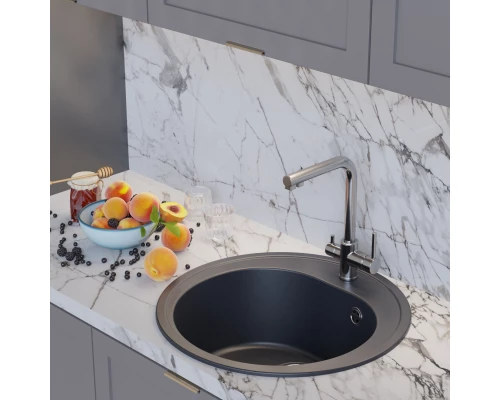Мойкa MIXLINE ML-GM11 круглая  антрацит (343) 500мм (глуб. чаши 180) NEW (551828)