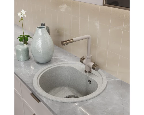 Мойка MIXLINE ML-GM10 КРУГЛАЯ, СЕРАЯ (310), 440ММ (ГЛУБ. ЧАШИ 180) (551811)