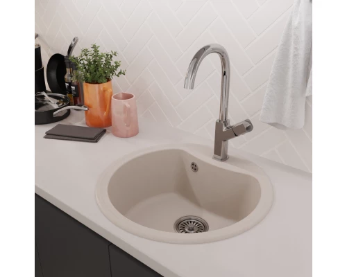 Мойкa MIXLINE ML-GM09 круглая  белая (331) 510 мм (глуб. чаши 190) NEW (551801)