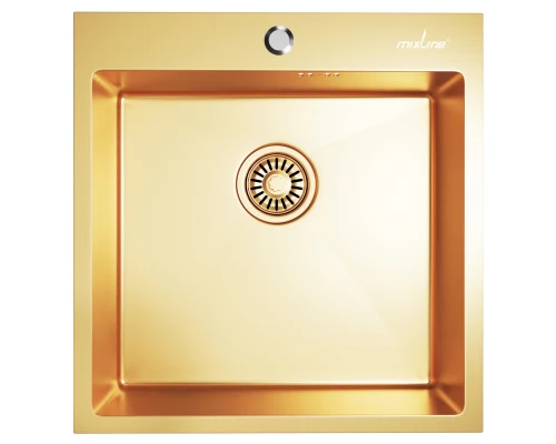 Мойка MIXLINE настольный монтаж 50х50 (3,0) вып 3 1/2, 20см с сифоном золото PRO (550548)