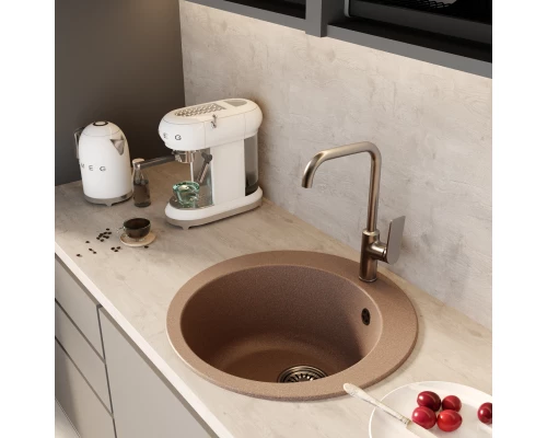 Мойкa MIXLINE ML-GM13 круглая  терракотовая (307) 495мм (глуб. чаши 200) NEW (551889)