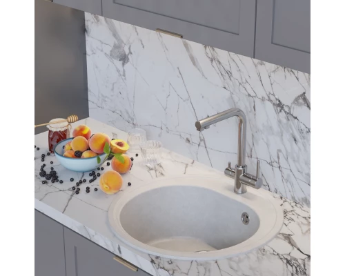 Мойкa MIXLINE ML-GM11 круглая  ультра-белая  (341) 500мм (глуб. чаши 180) NEW (551826)