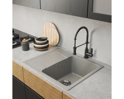 Мойка MIXLINE ML-GM26 С КРЫЛОМ, СЕРАЯ (310), 580*470*190ММ (552079)