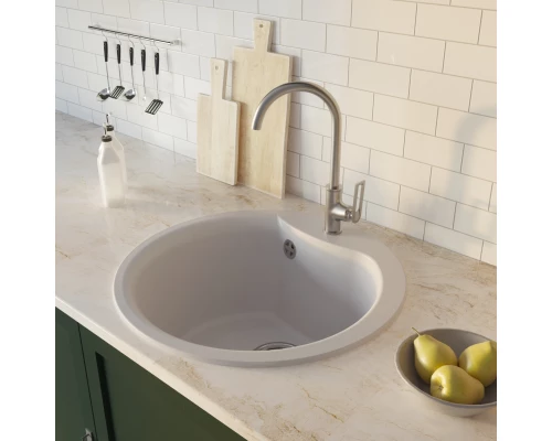 Мойкa MIXLINE ML-GM12 круглая  белая (331) 480мм (глуб. чаши 210) NEW (551837)