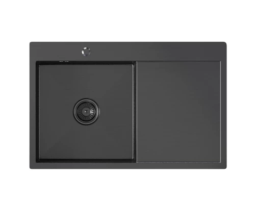 Кухонная мойка 78х50  лев. вып 3 1/2  MIXLINE PRO 20см с сифоном черный графит (552922)