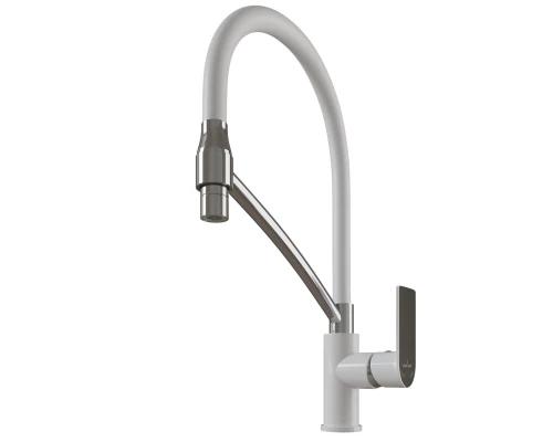 Смеситель для кухни 35k MIXLINE ML33-108 "City White" гибкий излив боковая ручка (553223)