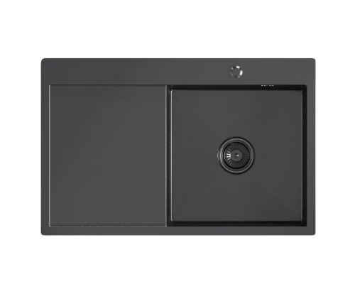 Кухонная мойка 78х50  прав. вып 3 1/2  MIXLINE PRO 20см с сифоном черный графит (552923)