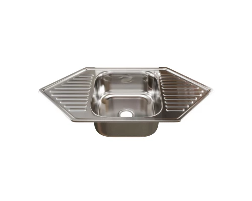 Мойка врез 50х95 (0,8) УГЛОВАЯ вып 3 1/2 MIXLINE 18см с сифоном (532313)