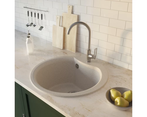 Мойкa MIXLINE ML-GM12 круглая  бежевая (328) 480мм (глуб. чаши 210) NEW (551836)