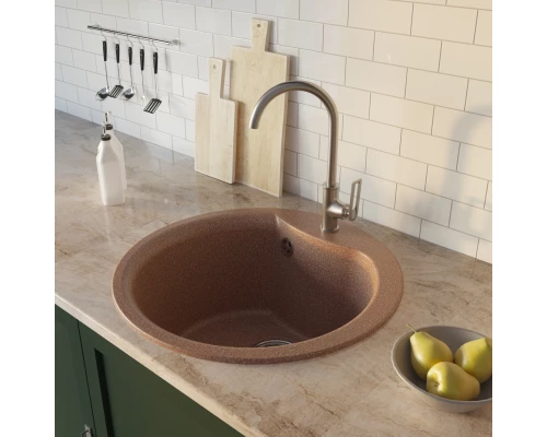 Мойкa MIXLINE ML-GM12 круглая  терракотовая (307) 480мм (глуб. чаши 210) NEW (551832)