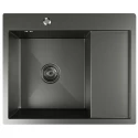 Кухонная мойка 60х50  лев. вып 3 1/2  MIXLINE PRO 20см с сифоном черный графит (552926)