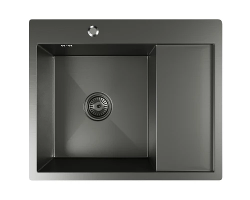 Кухонная мойка 60х50  лев. вып 3 1/2  MIXLINE PRO 20см с сифоном черный графит (552926)
