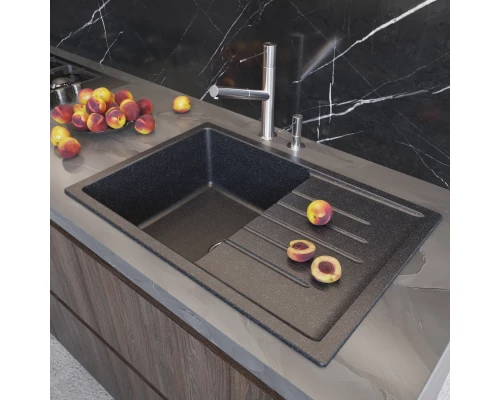 Мойка MIXLINE ML-GM19 с крылом  черная (308) 750*500*200мм NEW (551982)