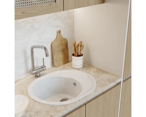 Мойка MIXLINE ML-GM17 овальная с крылом  ультра-белая  (341) 580*470*180мм NEW (551943)