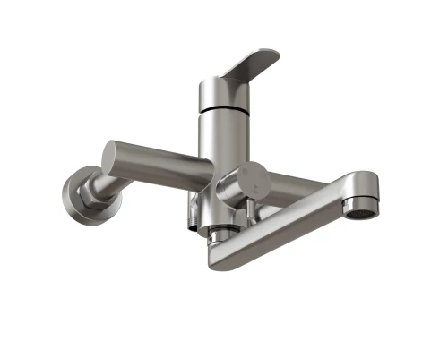 Душевая система MIXLINE MLSS32-06 "Stainless" (смеситель 35К с изл+лейка 3поз.+душ.шланг+тропич.душ.) нерж. (553215)