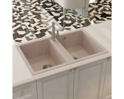 Мойка MIXLINE ML-GM23 двухчашевая  песочная (302) 770*500*190мм NEW (552035)