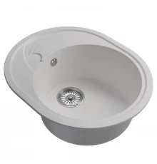 Мойка MIXLINE ML-GM17 овальная с крылом  ультра-белая  (341) 580*470*180мм NEW (551943)