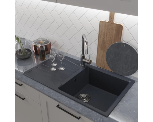 Мойка MIXLINE ML-GM20 с крылом  антрацит (343) 830*480*190мм NEW (552007)