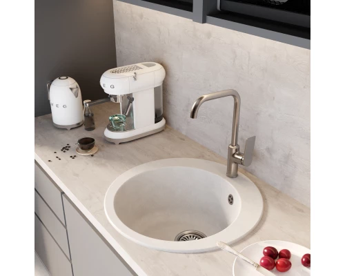 Мойкa MIXLINE ML-GM13 круглая  ультра-белая  (341) 495мм (глуб. чаши 200) NEW (551895)