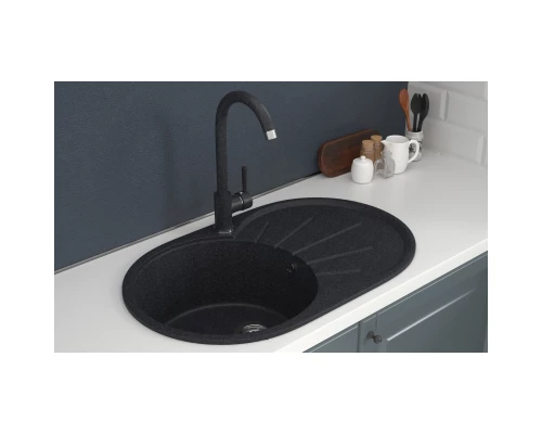 Мойка MIXLINE ML-GMS05 СТАНДАРТ овальная с крылом, черный, 735*455*170мм (551108)