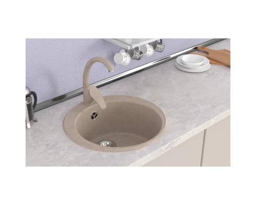 Мойкa MIXLINE ML-GMS01 СТАНДАРТ круглая, песочный, 475мм (глуб. чаши 194) (551083)