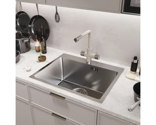Кухонная мойка 53х43  вып 3 1/2  MIXLINE PRO 22см с сифоном сатин НАНО (552934)