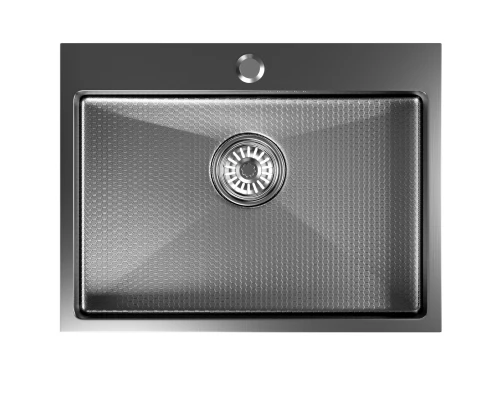 Кухонная мойка 60х45  вып 3 1/2  MIXLINE PRO 22см с сифоном черный графит НАНО (552933)