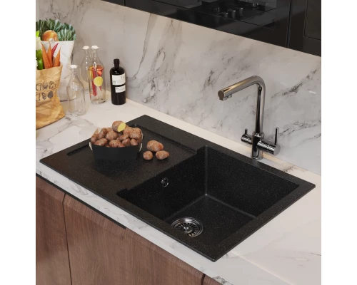 Мойка MIXLINE ML-GM31 с крылом  черная (308) 770*500*190мм NEW (552189)