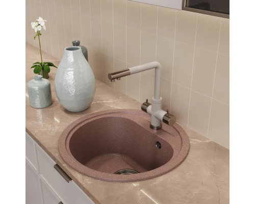 Мойкa MIXLINE ML-GM10 круглая  терракотовая (307) 440мм (глуб. чаши 180) NEW (551808)