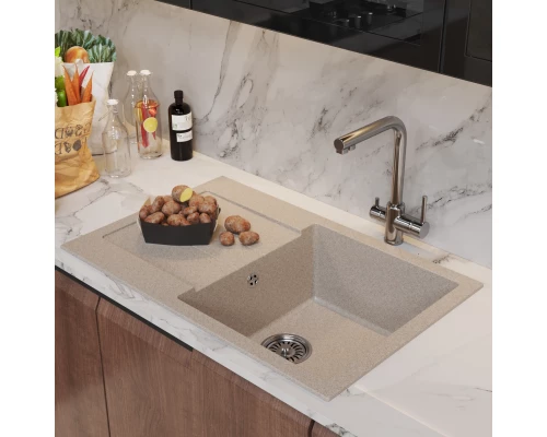 Мойка MIXLINE ML-GM31 с крылом  бежевая (328) 770*500*190мм NEW (552192)