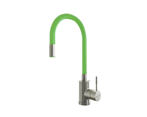Смеситель для кухни 35k MIXLINE MLSS-0325 ЗЕЛЕНЫЙ гибкий силиконовый излив (542380)