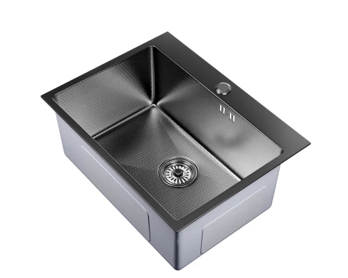 Кухонная мойка 60х45  вып 3 1/2  MIXLINE PRO 22см с сифоном черный графит НАНО (552933)