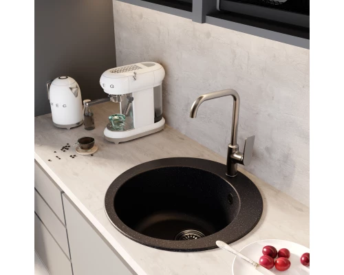 Мойкa MIXLINE ML-GM13 круглая  черная (308) 495мм (глуб. чаши 200) NEW (551890)