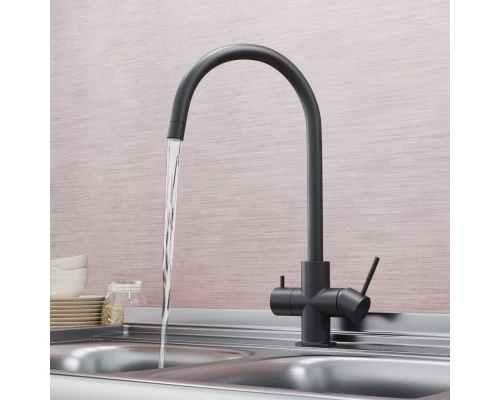 Смеситель для кухни 35k MIXLINE MLSS-03202 черный подкл.к фильтру (543623)