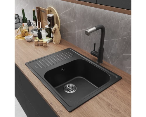 Мойка MIXLINE ML-GM18 с крылом  черная (308) 640*490*190мм NEW (551970)