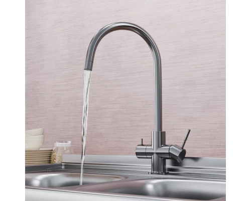 Смеситель для кухни 35k MIXLINE MLSS-03202 серый подкл.к фильтру (543624)