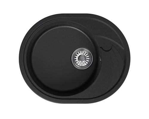 Мойка MIXLINE ML-GM17 овальная с крылом, ультра-черная, 580*470*180мм NEW (551946)