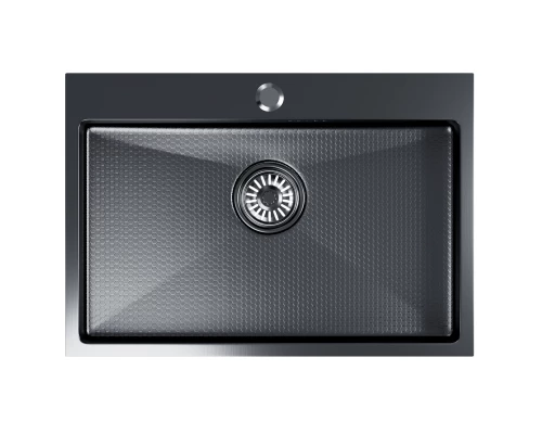 Кухонная мойка 65х45  вып 3 1/2  MIXLINE PRO 22см с сифоном черный графит НАНО (552937)