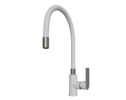 Смеситель для кухни 35к MIXLINE ML33-098 "City White" гибкий излив, б/отв, боковая ручка (553228)