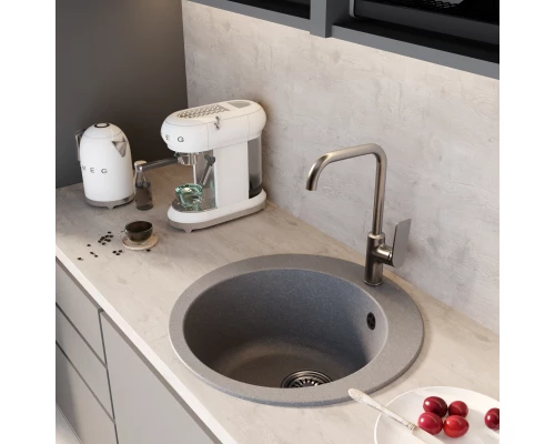 Мойкa MIXLINE ML-GM13 круглая  графит (342) 495мм (глуб. чаши 200) NEW (551896)