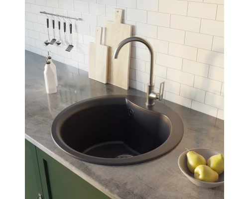 Мойкa MIXLINE ML-GM12 круглая, шоколад, 480мм (глуб. чаши 210) NEW (551842)