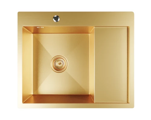 Кухонная мойка 60х50  лев. вып 3 1/2  MIXLINE PRO 20см с сифоном золото (552924)