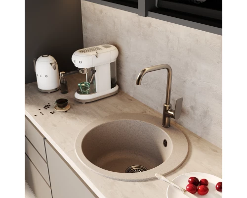 Мойкa MIXLINE ML-GM13 круглая  песочная (302) 495мм (глуб. чаши 200) NEW (551888)