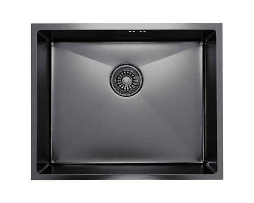 Мойка MIXLINE подстольный монтаж 53х43 (3,0) вып 3 1/2, 22см с сифоном черный графит PRO (547232)