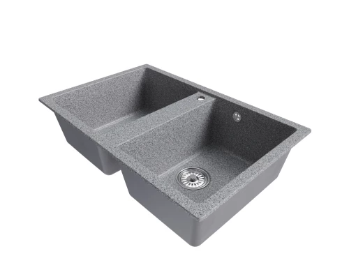 Мойка MIXLINE ML-GM23 двухчашевая, темно-серая (309), 770*500*190мм NEW (552038)