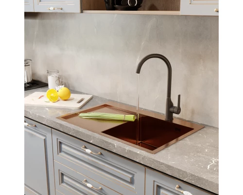 Кухонная мойка 78х50  прав. вып 3 1/2  MIXLINE PRO 20см с сифоном бронза (552920)