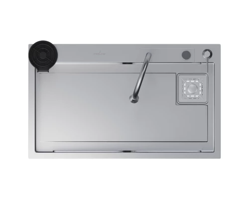 Кухонная мойка 75х46  вып 3 1/2  MIXLINE PRO 21,5см с сиф.сатин+доз+смесит+кол+д/р+о/с (552103)