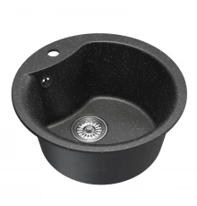 Мойкa MIXLINE ML-GM12 круглая  черная (308) 480мм (глуб. чаши 210) NEW (551833)